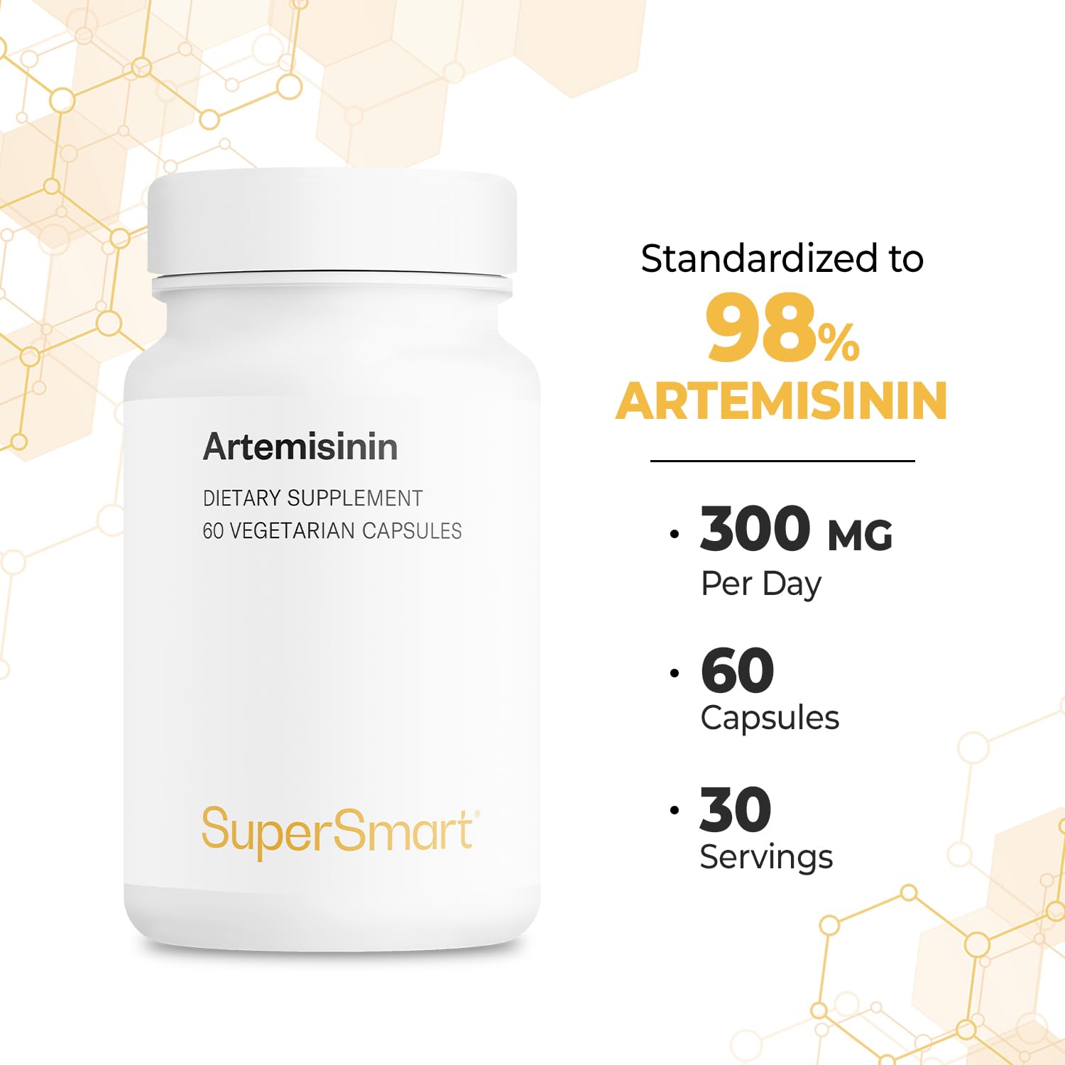 Front and back packaging of Supersmart Artemisinin supplement with 60 capsules