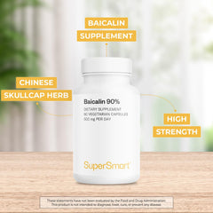 Front view of Supersmart Baicalin product box and capsules