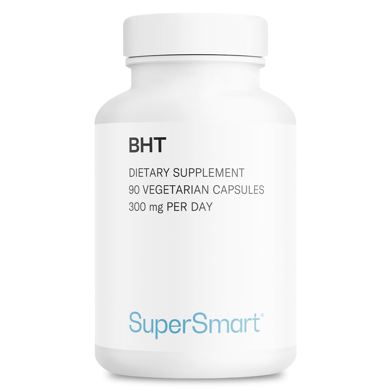 Front view of Supersmart BHT supplement 90 capsules bottle
