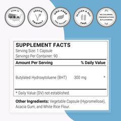 Ingredients image for Supersmart BHT supplement (Hypromellose, Acacia Gum, Rice Flour)