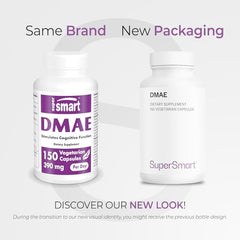 Close-up of DMAE 390mg per day label