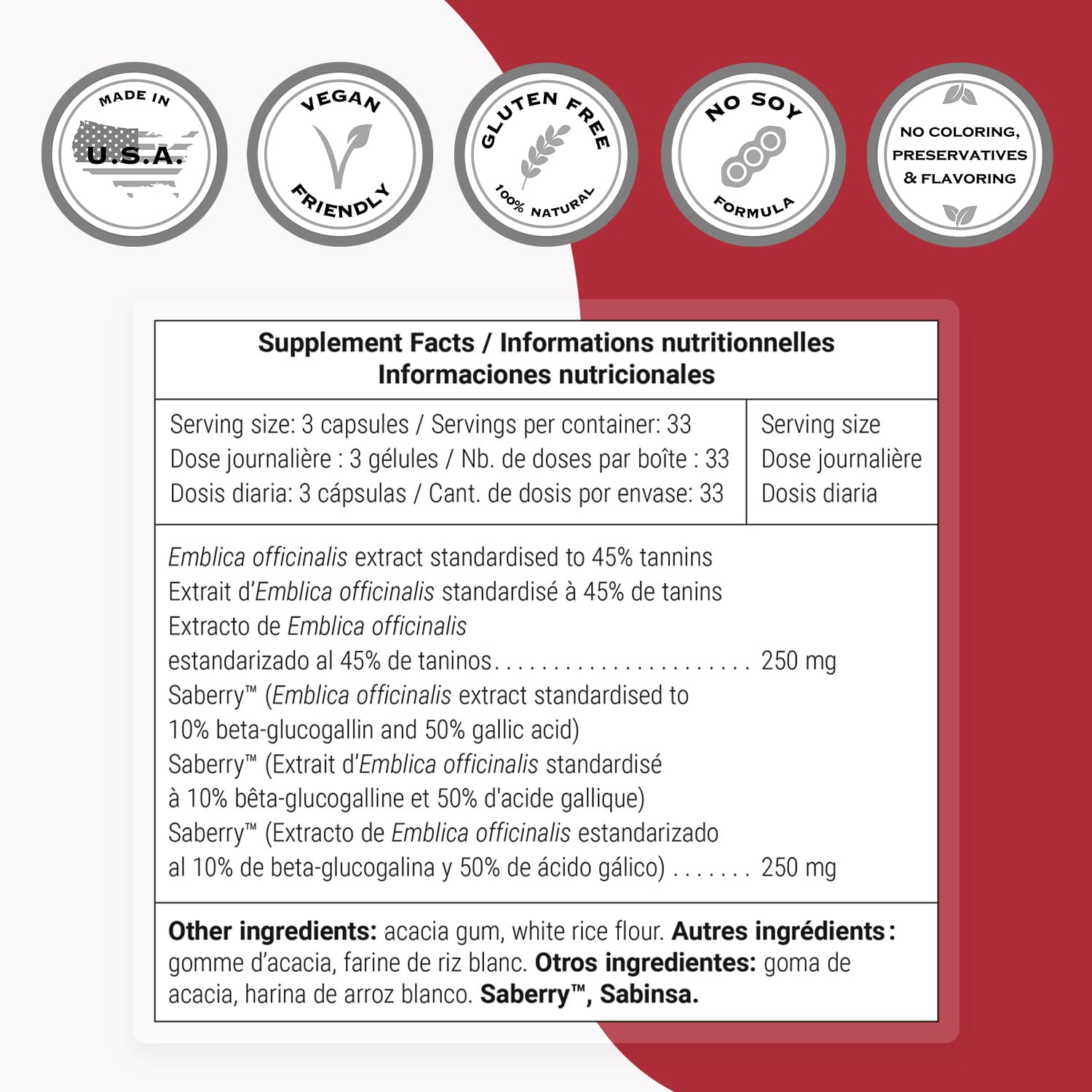 Non-GMO, gluten-free, vegan-friendly icons on label