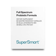 Supersmart Full Spectrum Probiotic bottle with 60 vegetarian capsules