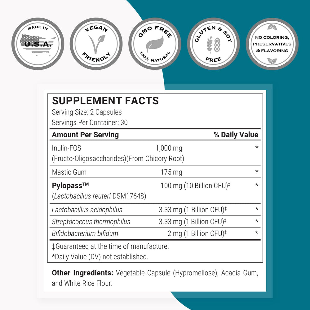Ingredients including mastic gum and probiotics