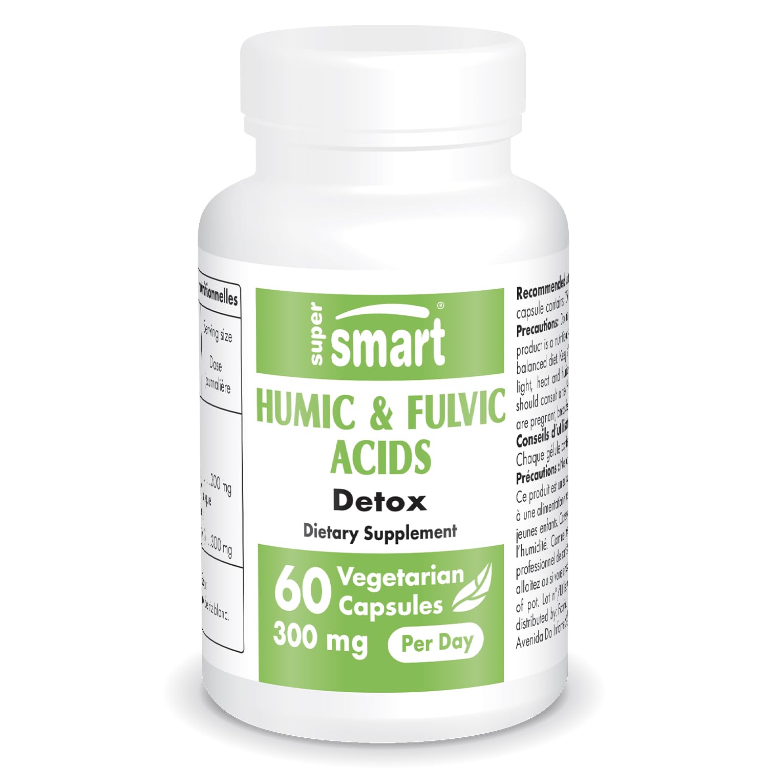 Bottle of Supersmart Humic and Fulvic acid supplement with 60 vegetarian capsules