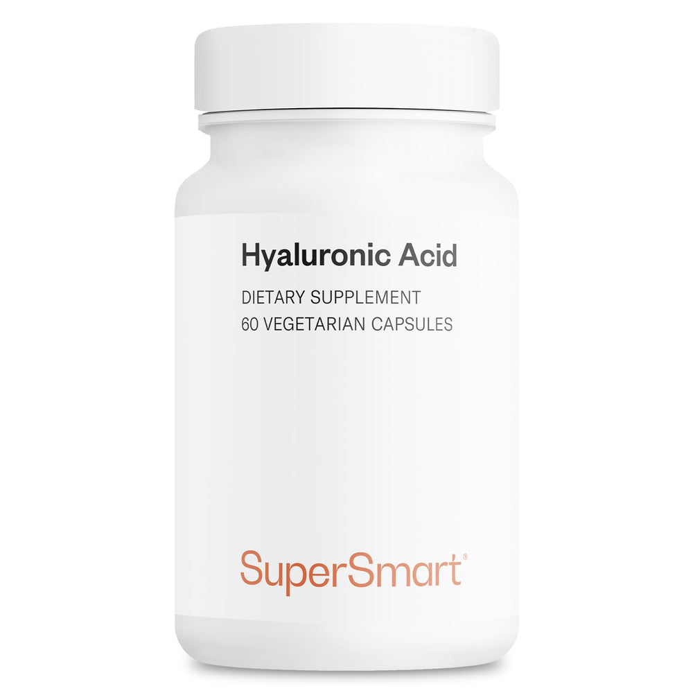 Bottle of Supersmart Hyaluronic Acid supplement with 60 vegetarian capsules