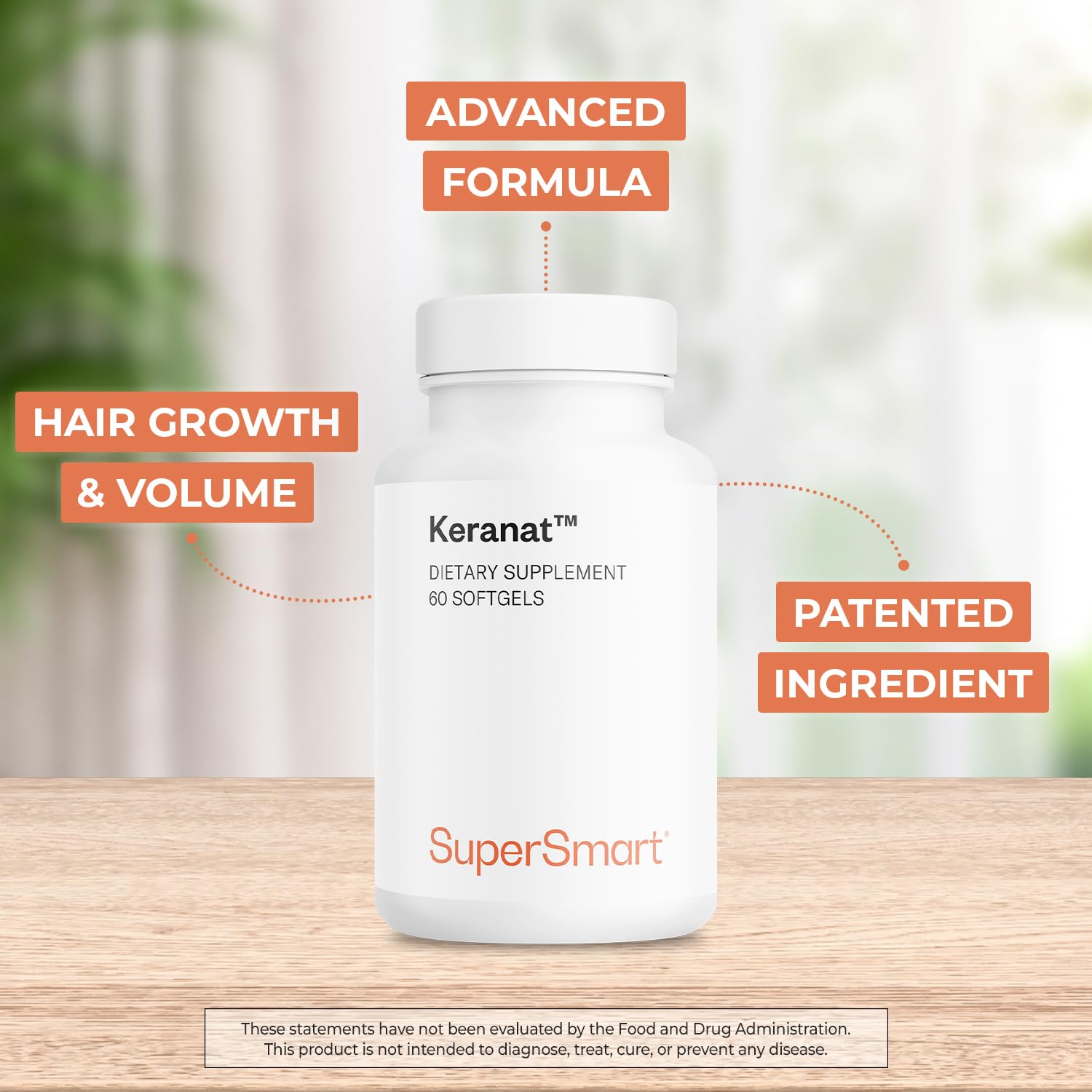 Keranat ingredients blend with zinc and biotin for nourishing hair health.