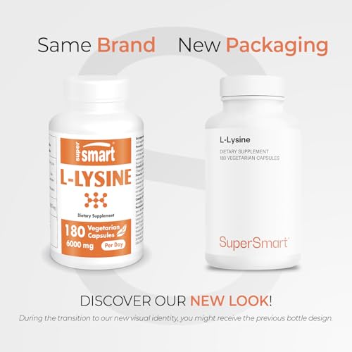 Pack shot showing Supersmart L-Lysine 6000mg bottle and packaging