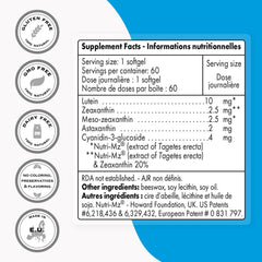 Close-up of ingredients: lutein, zeaxanthin and related antioxidants