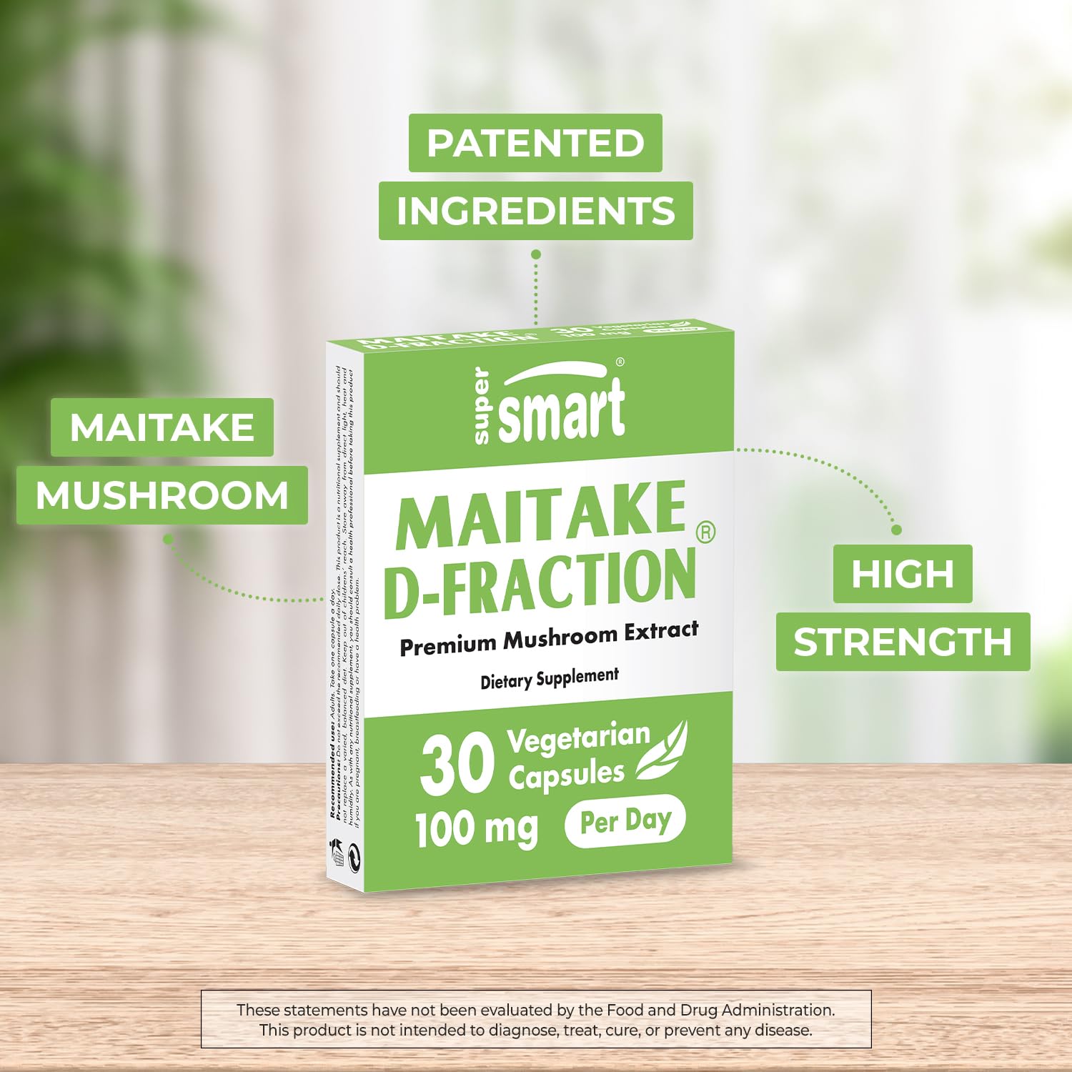 Close-up of Maitake D-Fraction Pro capsules