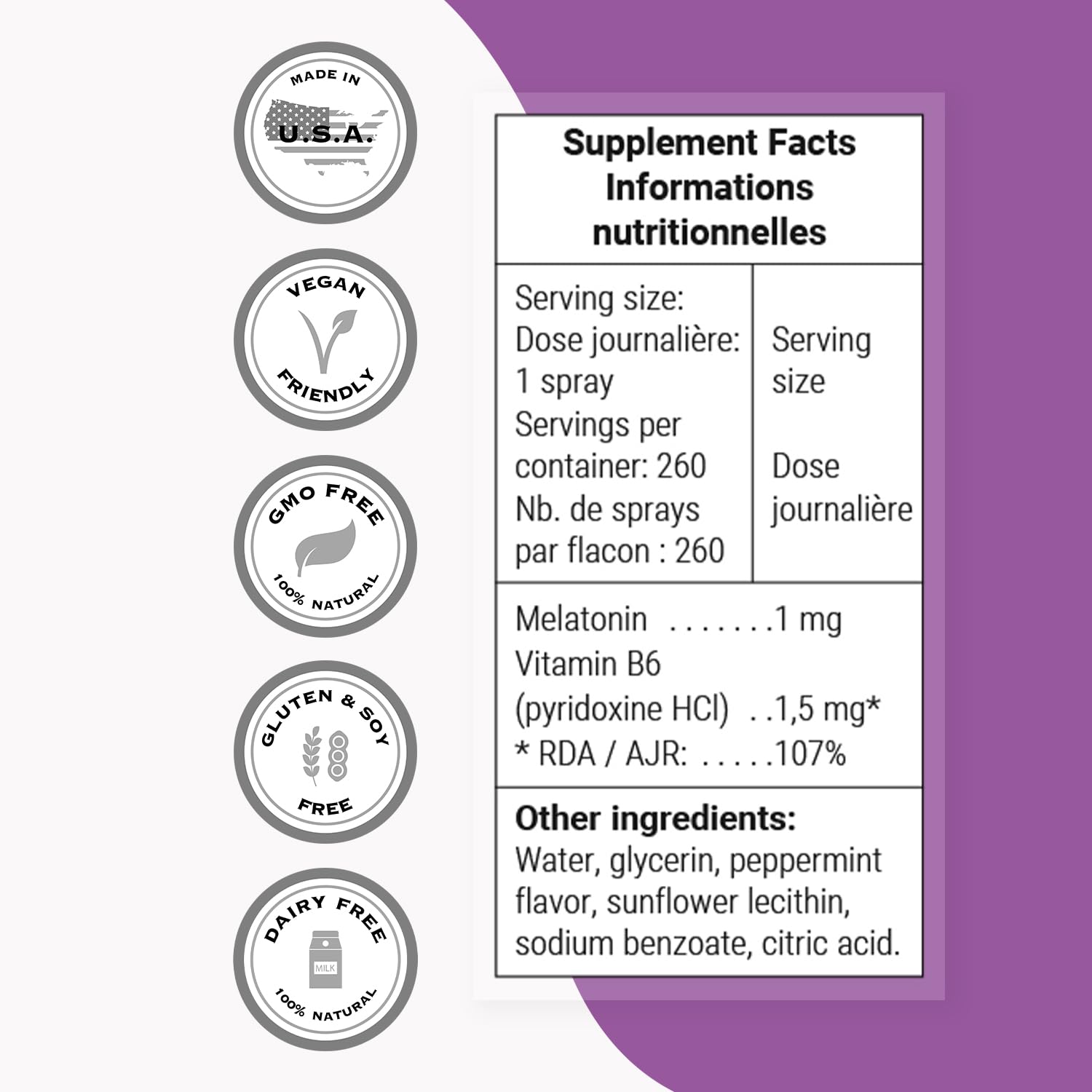 Dosage directions for the Melatonin Spray