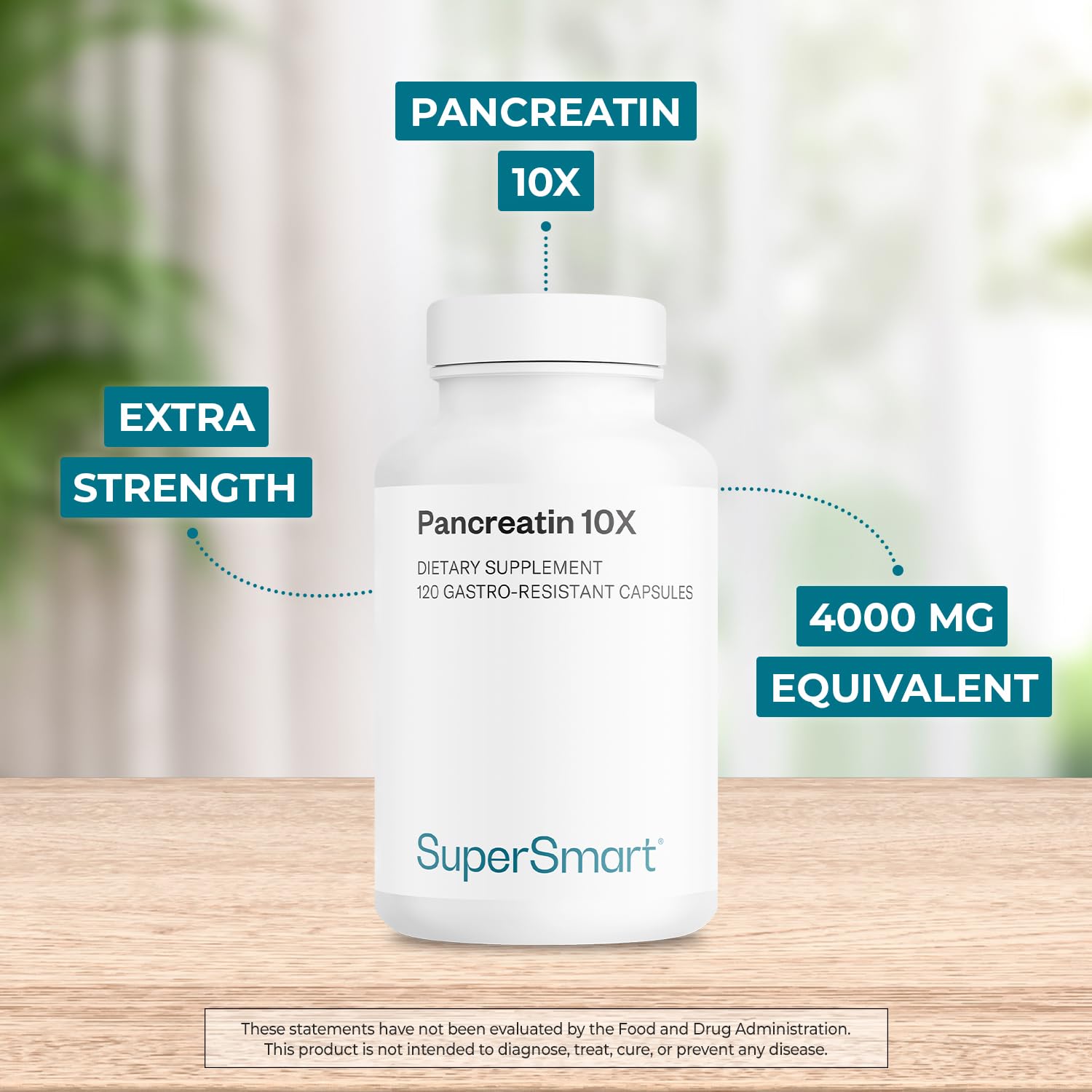 Pancreatin 10X label highlighting extra strength