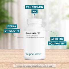 Pancreatin 10X label highlighting extra strength