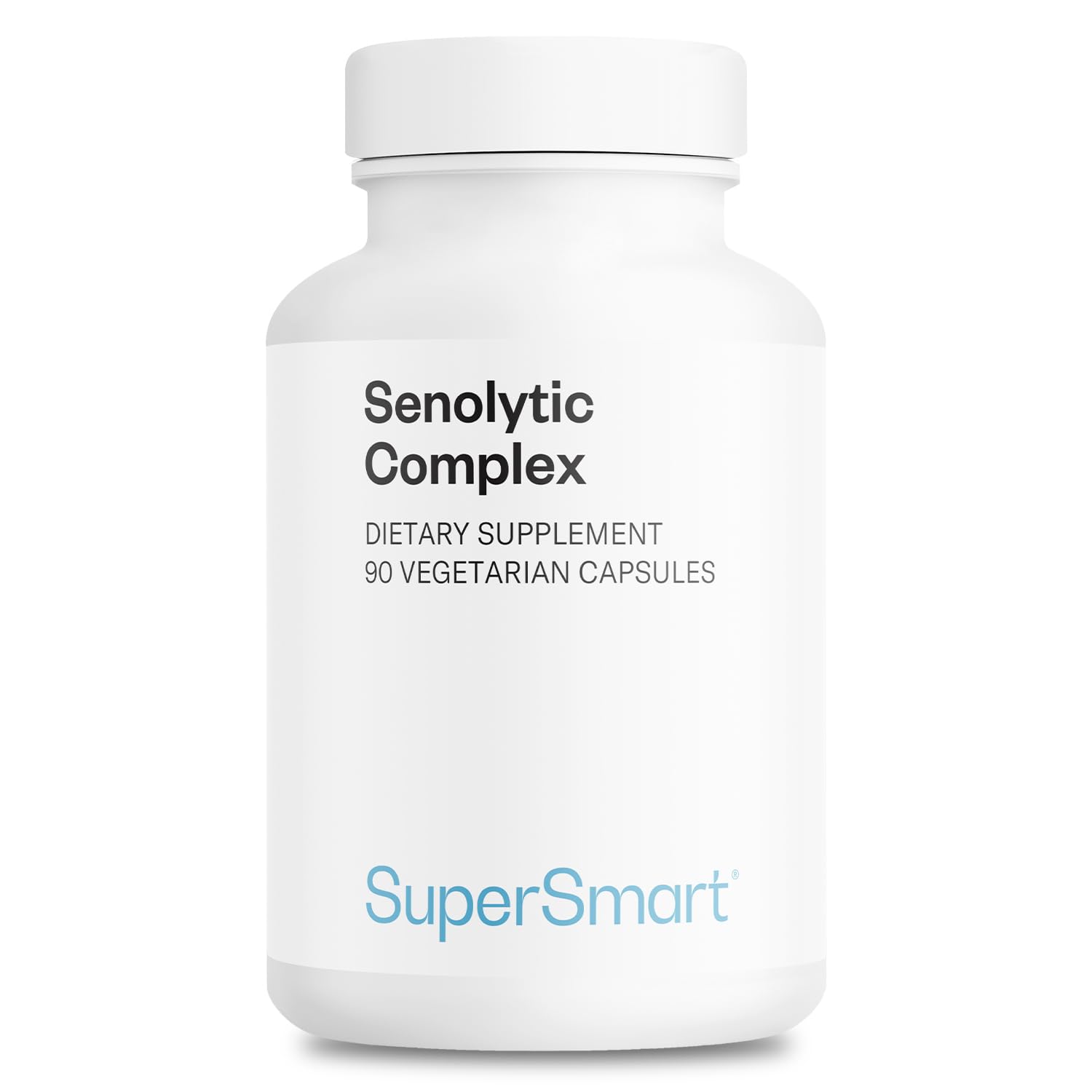 Product shot of Supersmart Senolytic Complex advanced formula with capsules