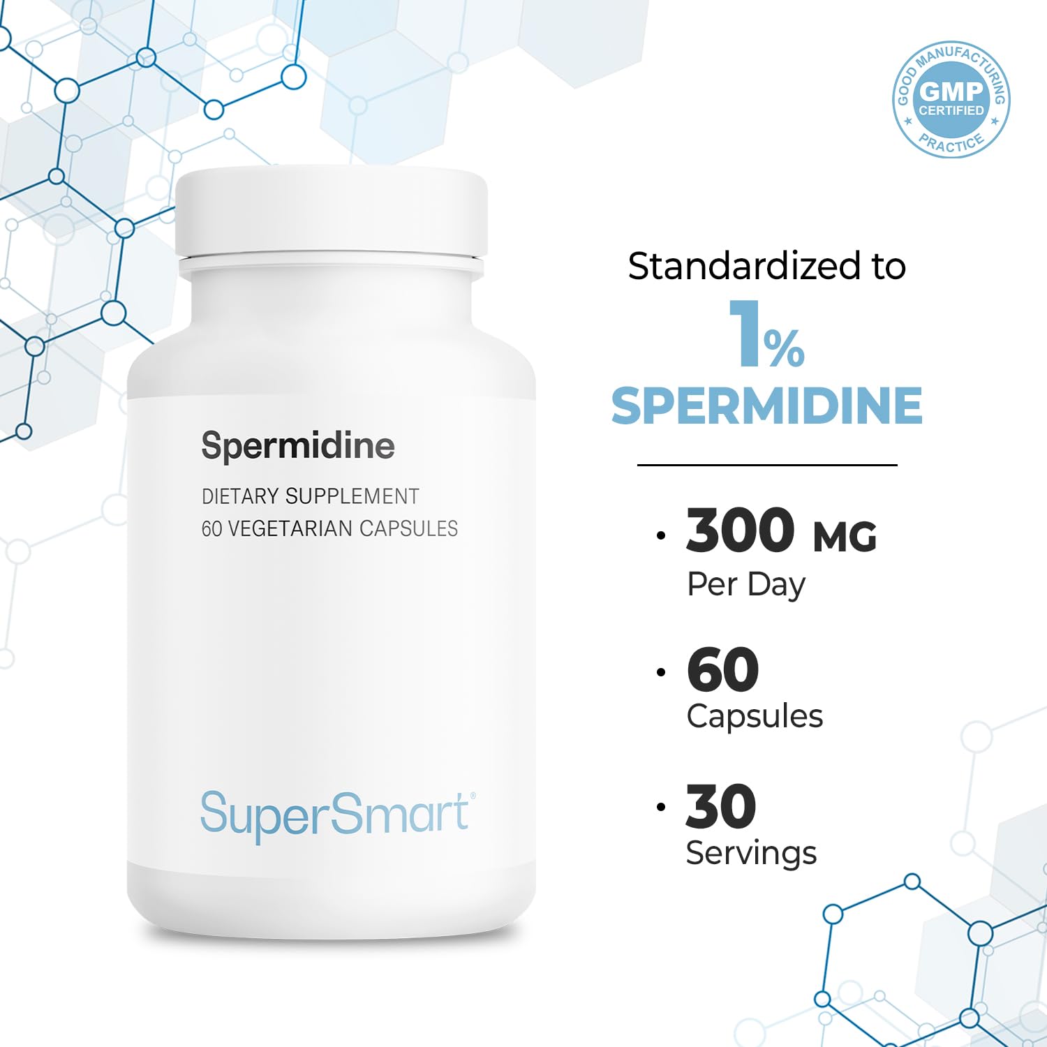Non-GMO and gluten-free Supersmart Spermidine packaging