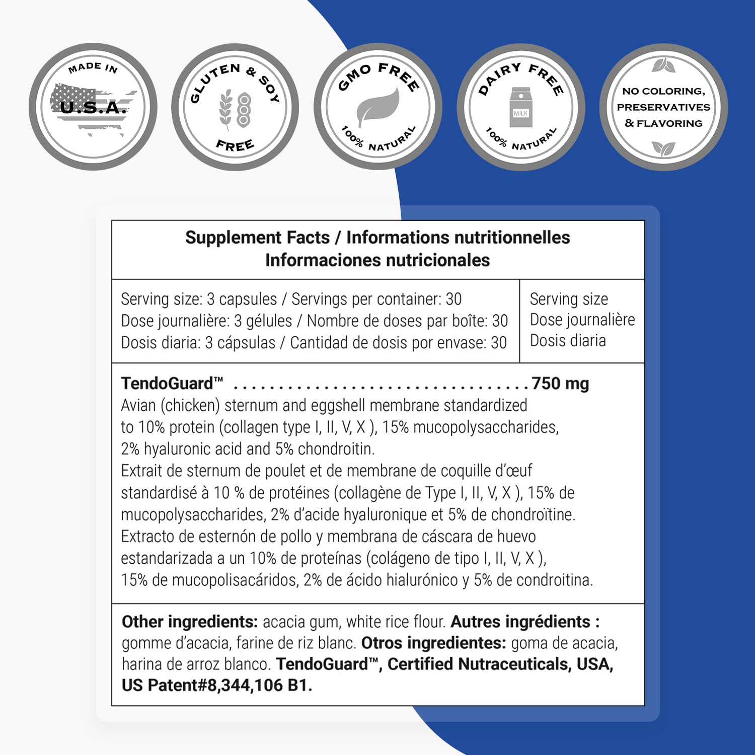 Three vegetarian capsules representing daily dosage
