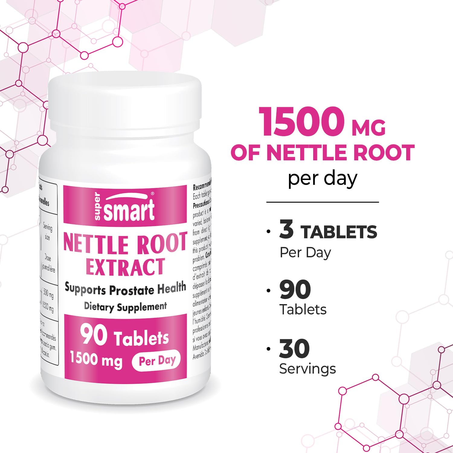 Supersmart nettle root tablets bottle