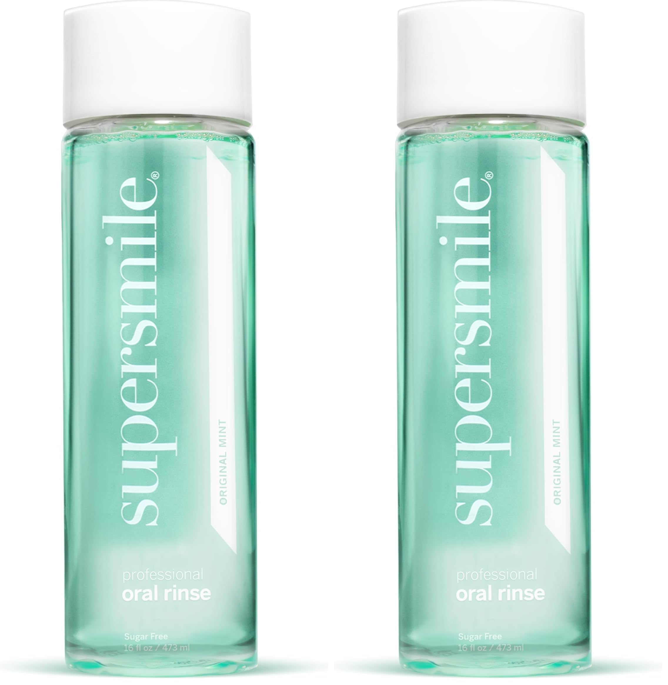 Front view of Supersmile Mint Mouthwash Pack of 2 bottles