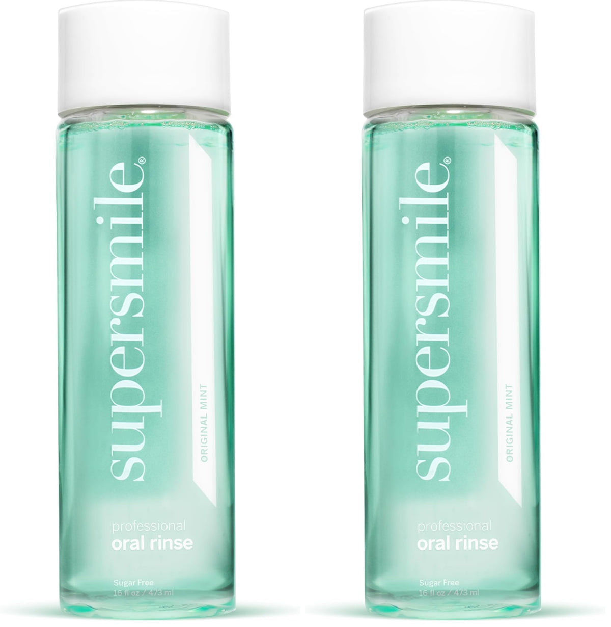 Front view of Supersmile Mint Mouthwash Pack of 2 bottles