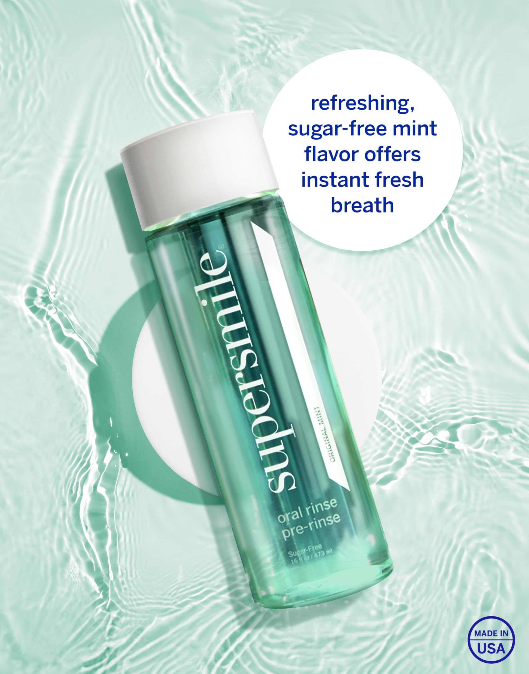 Side view of Supersmile Mint Mouthwash Pack of 2 bottles