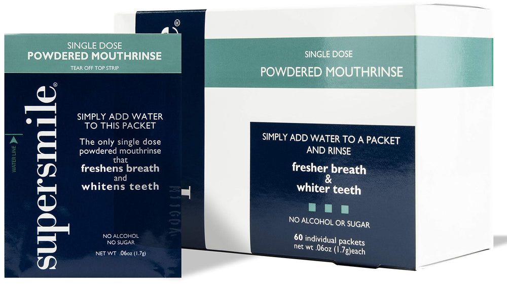 Front view of Supersmile Powdered Mouth Rinse 60-packets