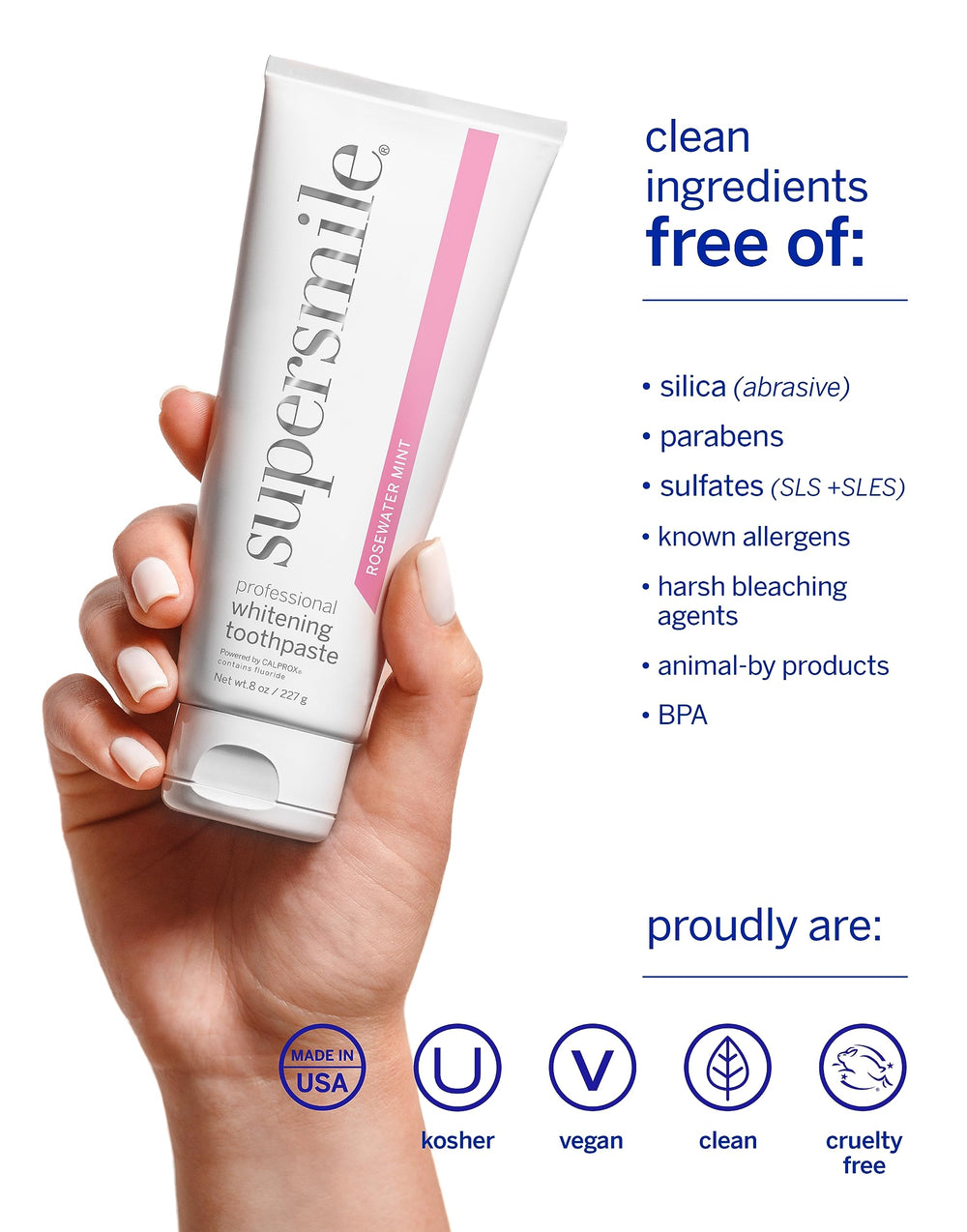 Toothpaste tube on white background with branding