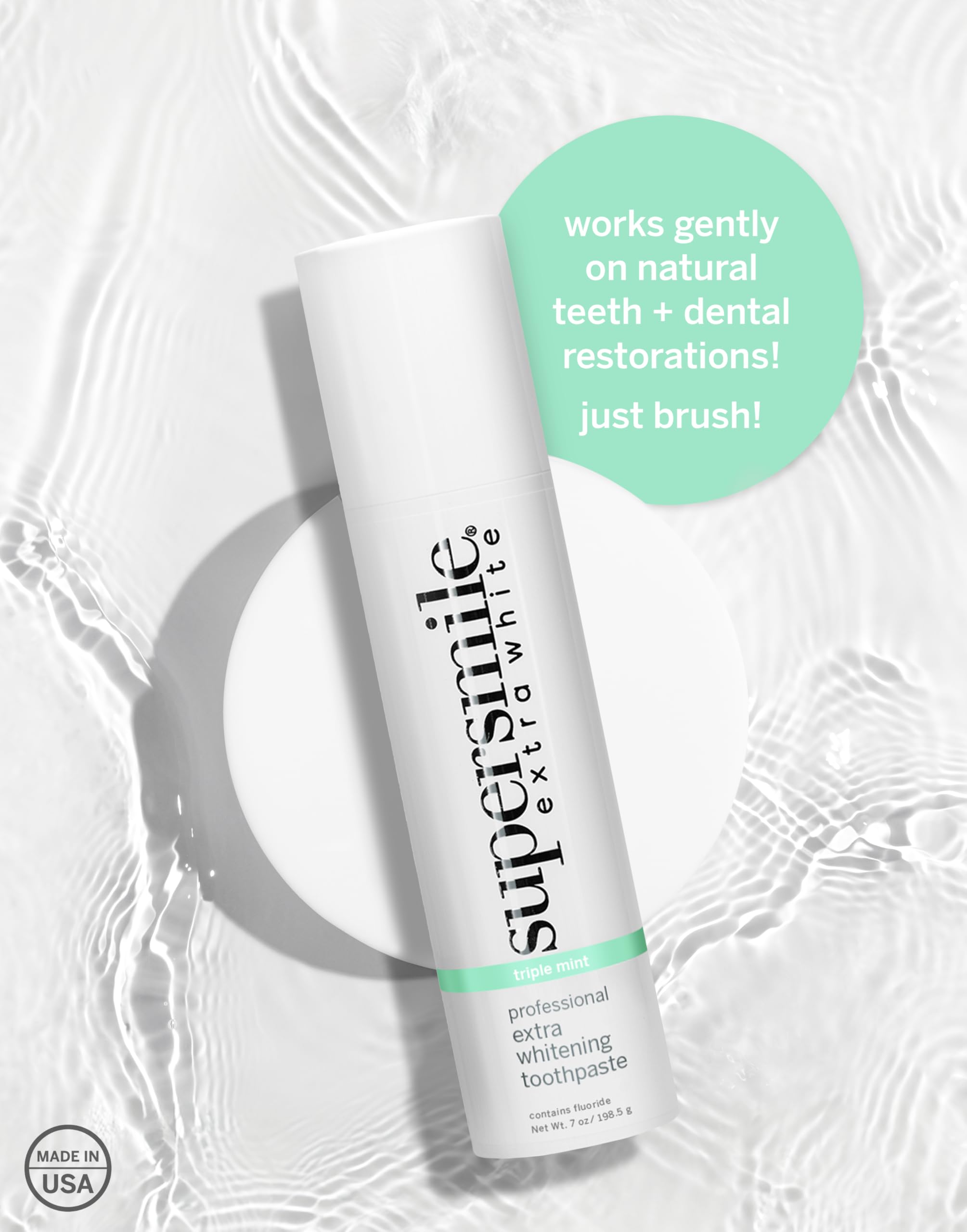 Close-up of whitening effect on teeth using Supersmile toothpaste