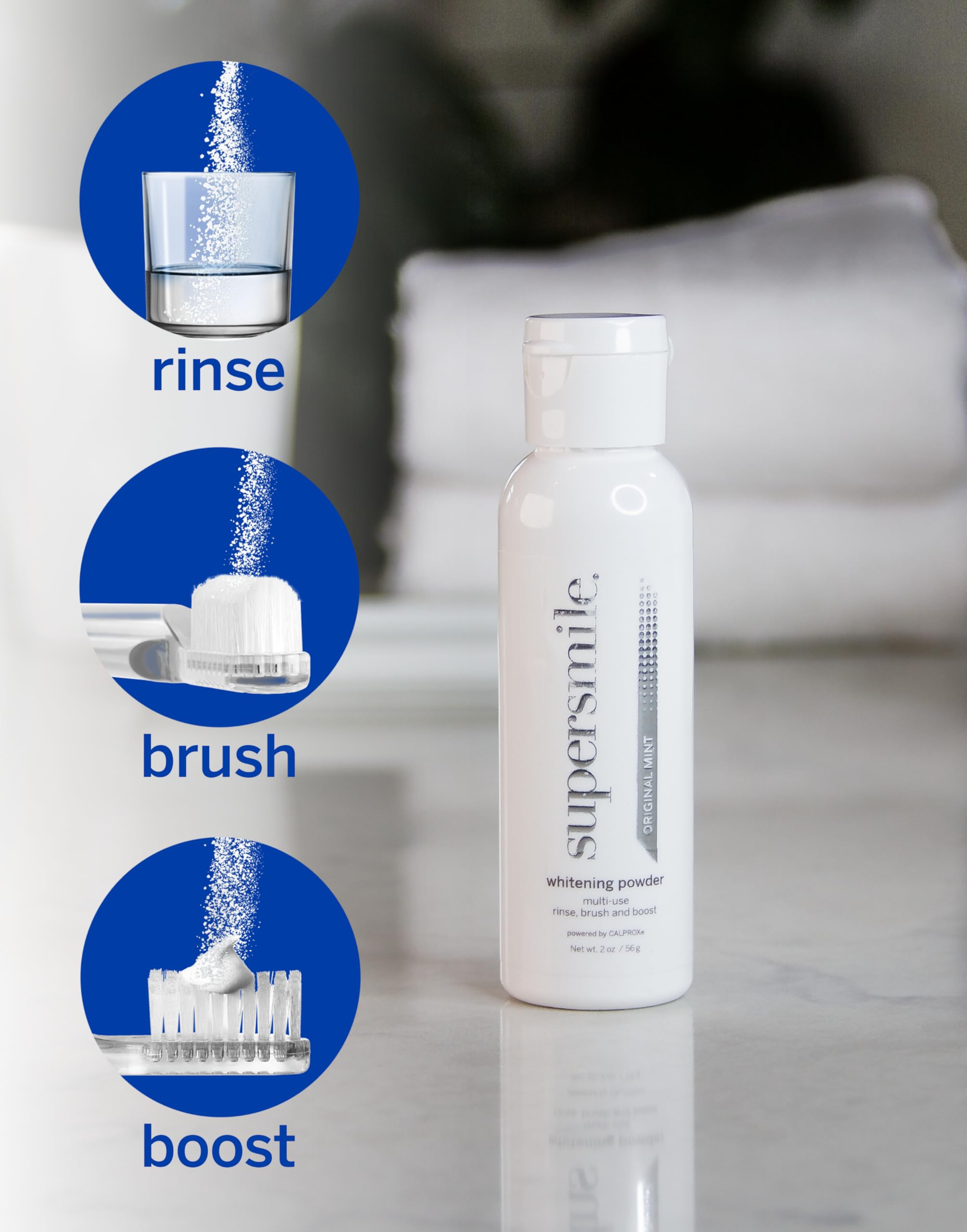 Before and after whitening with Supersmile powder