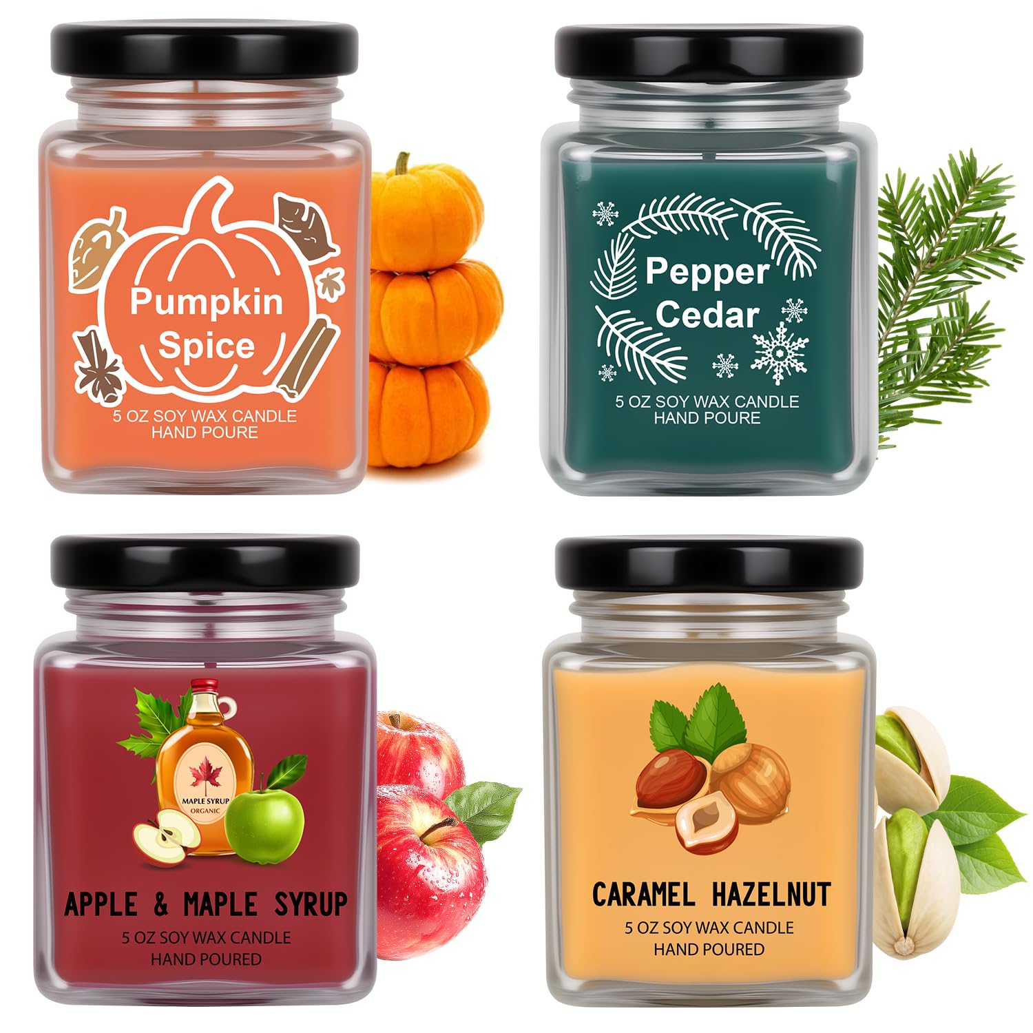 SUPERSUN packaging front showing four seasonal candles and gift-ready box