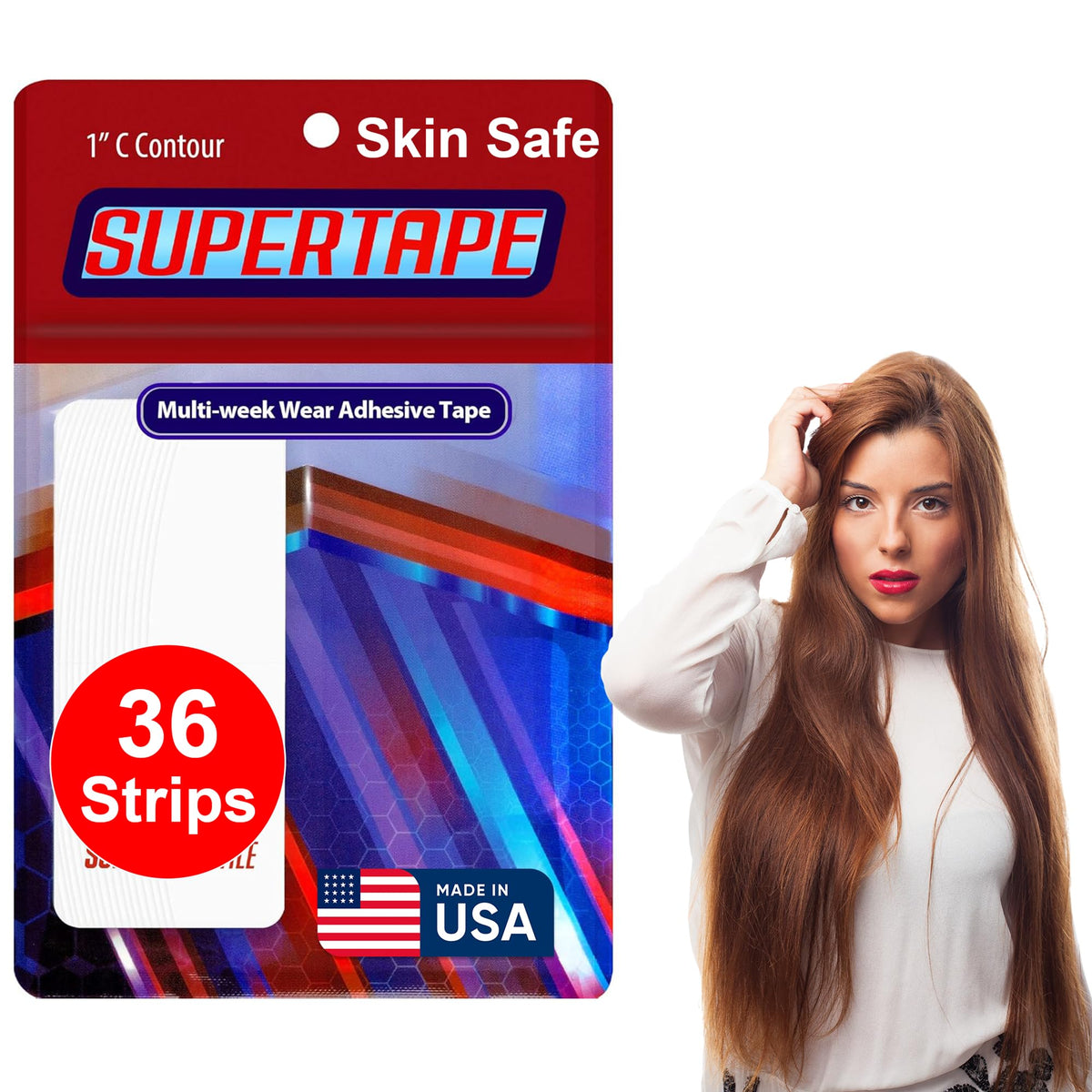 1-inch contour lace wig tape strips in a 36-piece pack