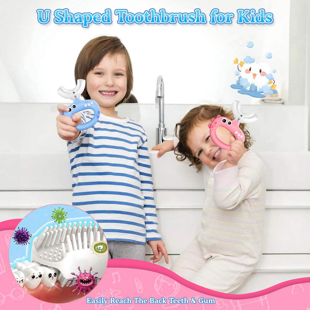 Dinosaur design on toddler toothbrush to engage kids