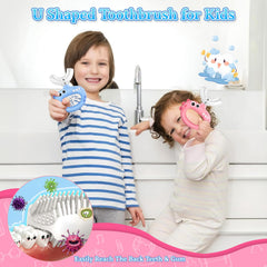 Dinosaur design on toddler toothbrush to engage kids