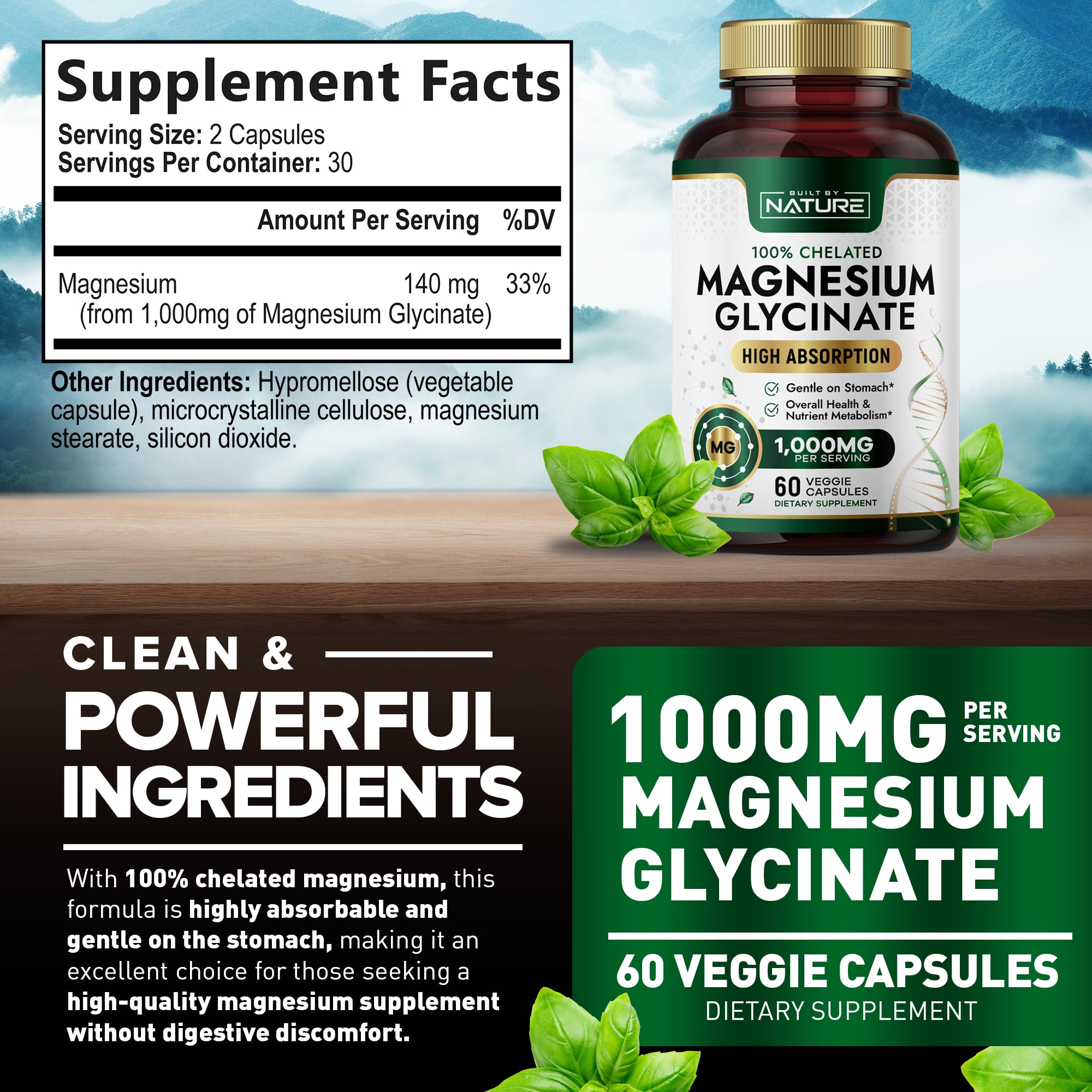 Magnesium glycinate supporting muscle, heart, and bone health