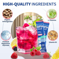 Non-GMO and sugar-free labeling on SupraCalm packaging