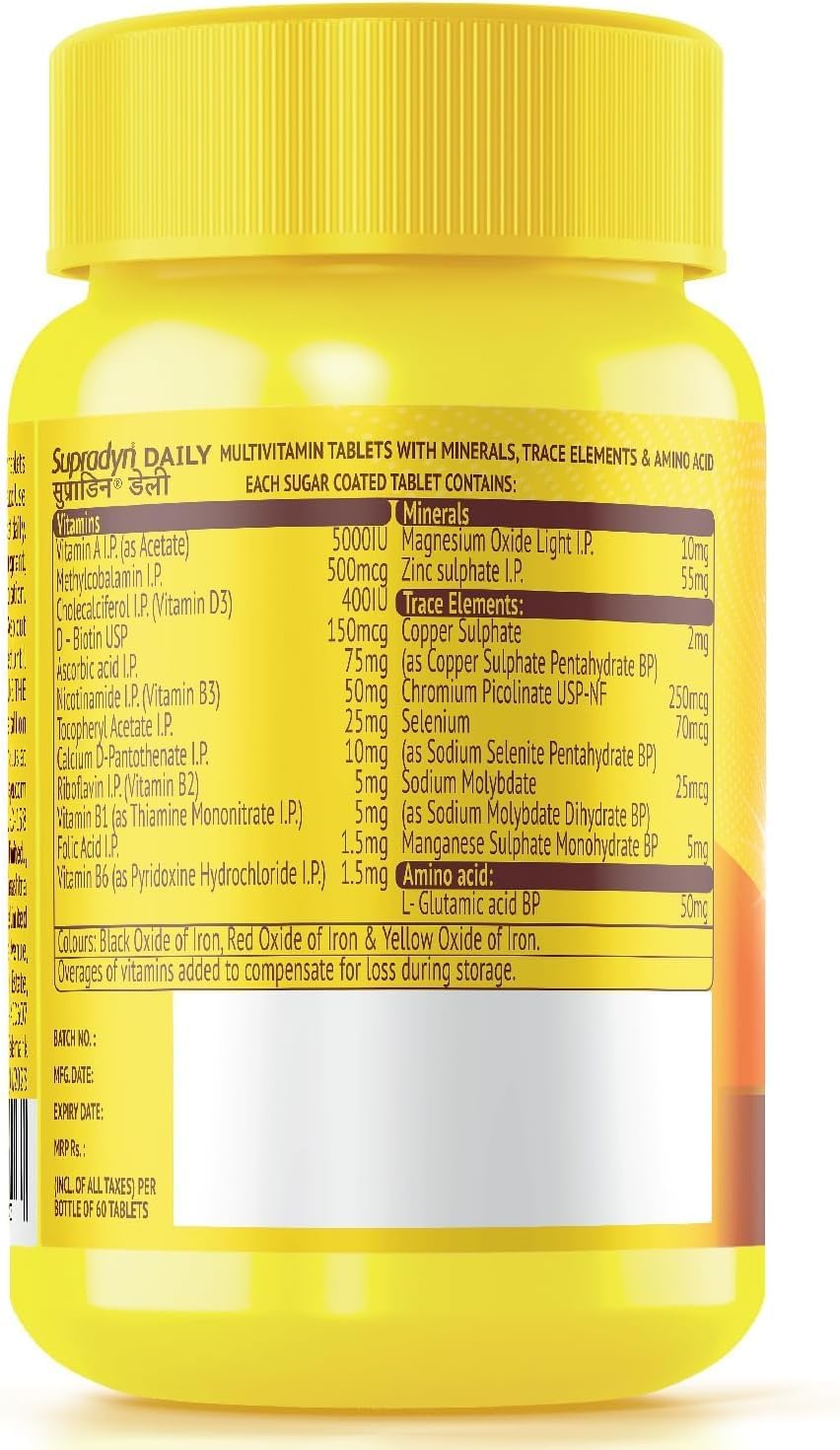 Infographic-style image listing vitamins, minerals and trace elements