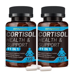 SUPRANOURISH Cortisol Manager bottle on desk supports daily balance and energy.