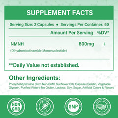 Close-up of NMNH 800 mg capsules
