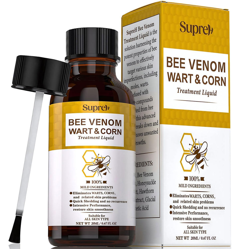 SupreH bee venom wart remover bottle provides targeted at-home treatment.