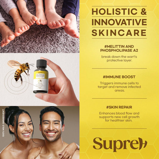 SupreH bee venom wart remover precision brush enables accurate, spill-free application.