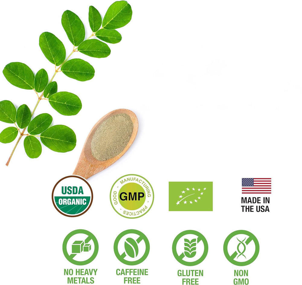 SUPREME HERBALS moringa blended into a green smoothie for daily nutrient boost