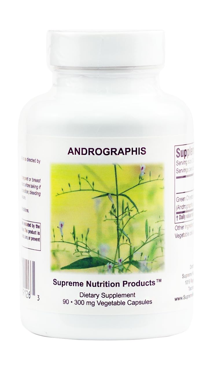 Bottle of Supreme Nutrition Andrographis 90-Count Vegetarian Capsules