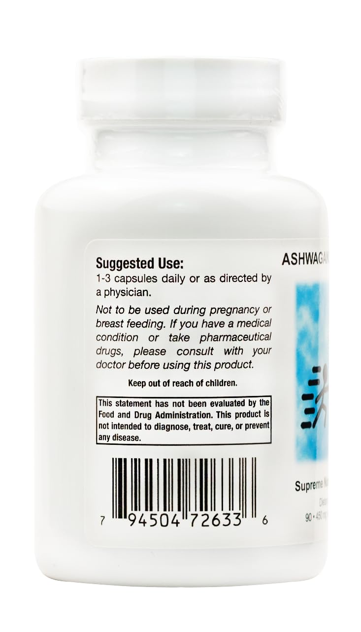 Front packaging of Supreme Nutrition Ashwagandha Supreme bottle with 90 capsules