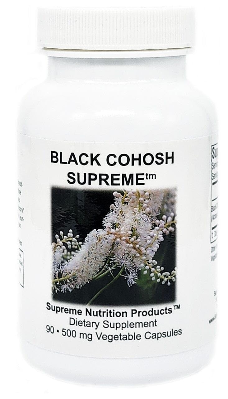 Supreme Nutrition bottle front label showing Black Cohosh Supreme benefits