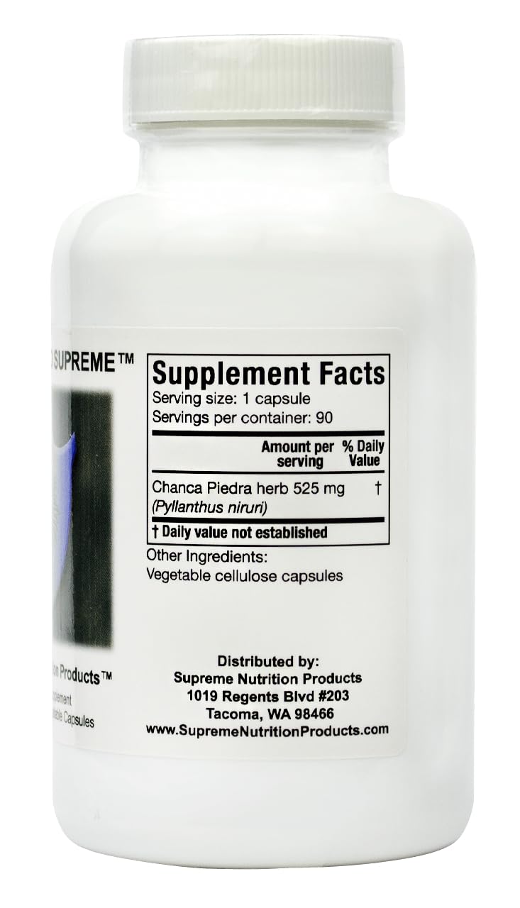 Supreme Nutrition close-up of Chanca Piedra capsule texture and purity