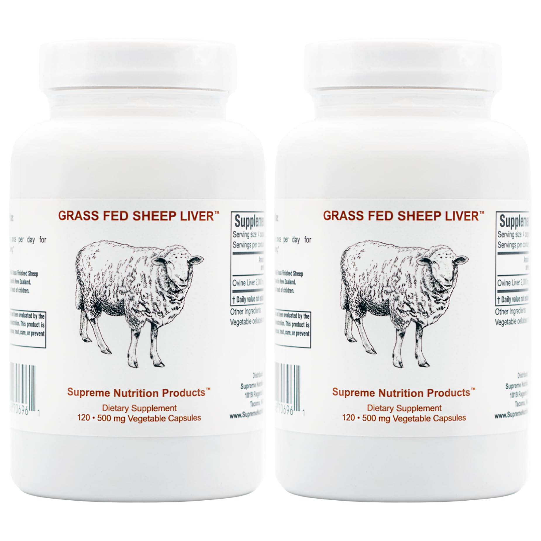 Supreme Nutrition front packaging showing grass-fed sheep liver benefits