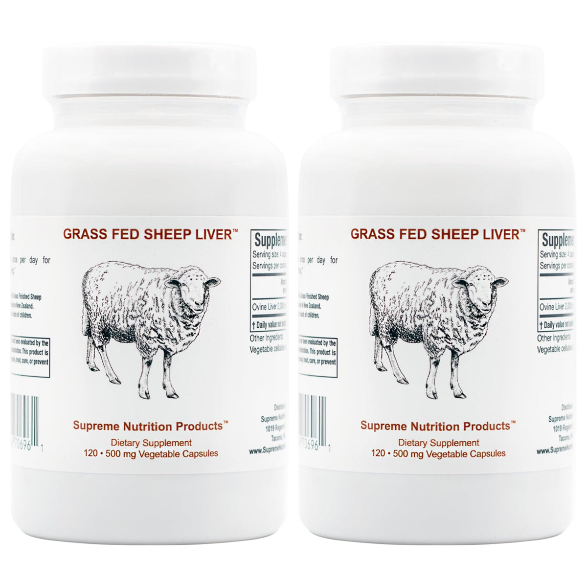 Supreme Nutrition front packaging showing grass-fed sheep liver benefits