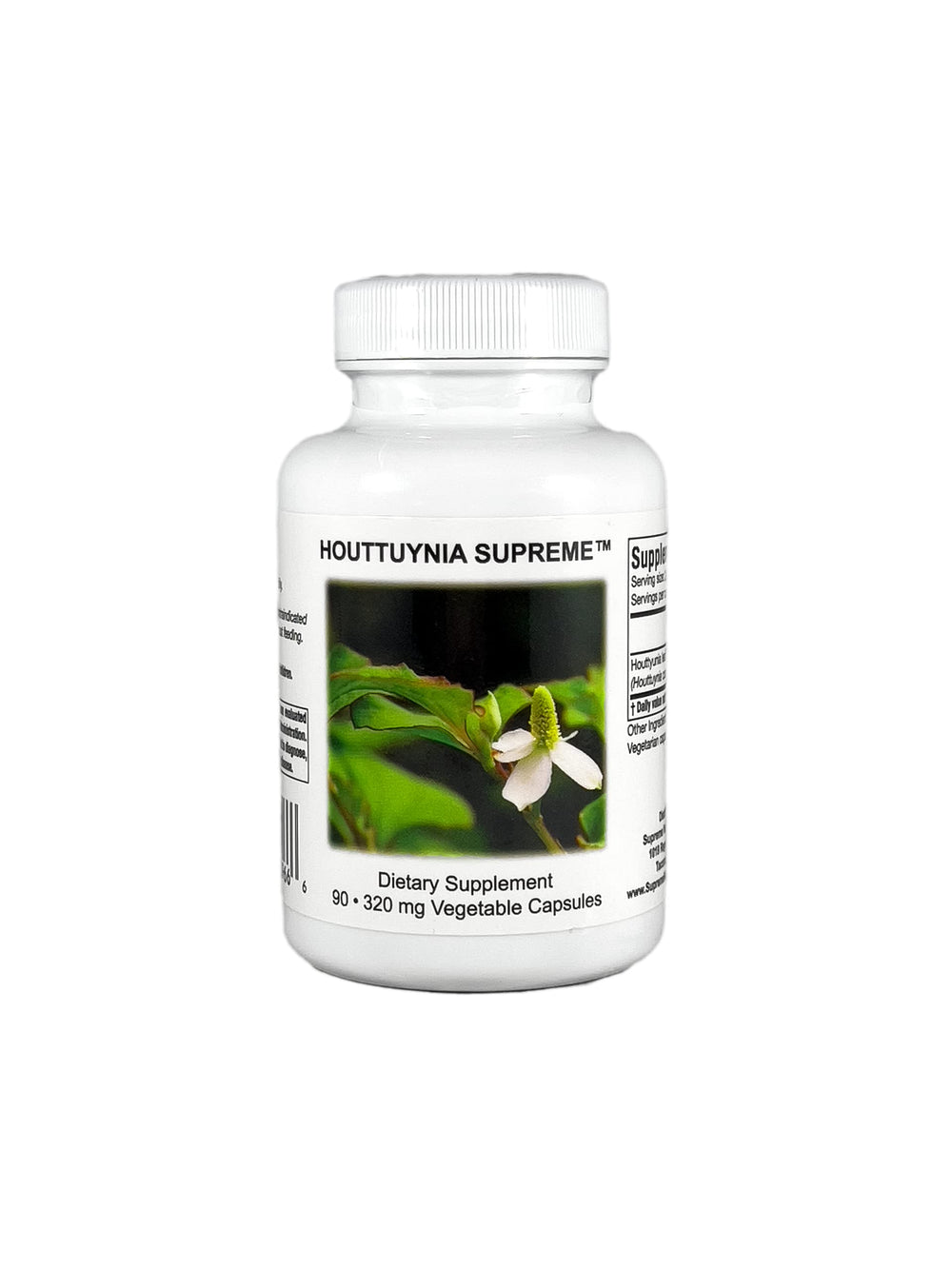 Bottle of Supreme Nutrition Houttuynia Supreme 90 vegetarian capsules - front view