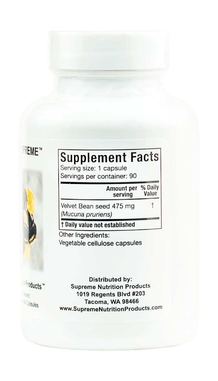 Two-bottle scale comparison of Supreme Nutrition Mucuna Supreme conveying supply size