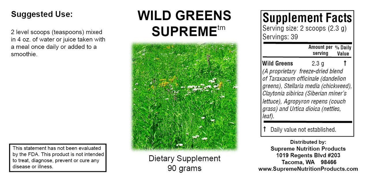 Supreme Nutrition close-up of fine wild greens powder texture for easy mixing benefit