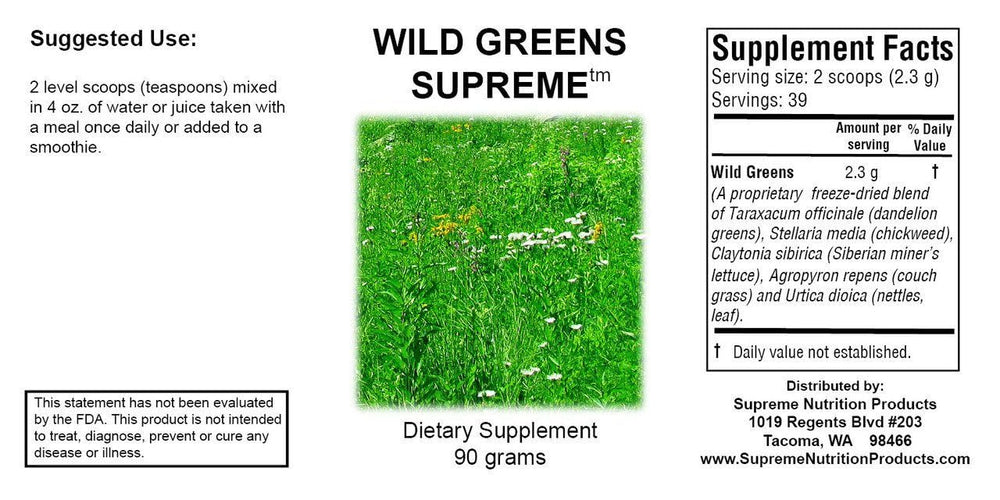 Supreme Nutrition close-up of fine wild greens powder texture for easy mixing benefit